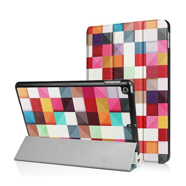 iPad (2017) (9.7") Kuvioitu Taittuva Nahkakotelo - Värikkäät Ruudukot Multicolor