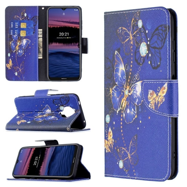 Wonderland Nokia G20 Läppäkotelo - Butterflies Pattern Blue