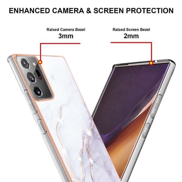 Marmormotiv Samsung Galaxy Note 20 Ultra skal - Vit Marmor Dimma Vit