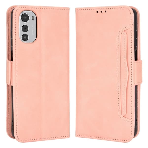 Modernt Motorola Moto E32 fodral med plånbok - Rosa Rosa