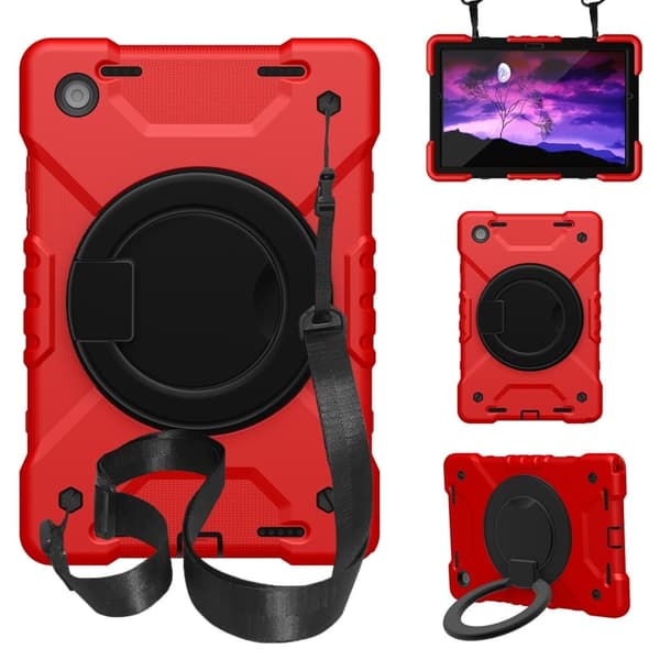 Samsung Galaxy Tab A8 10.5 (2021) hybriddeksel med stropp - Rød / Svart Red