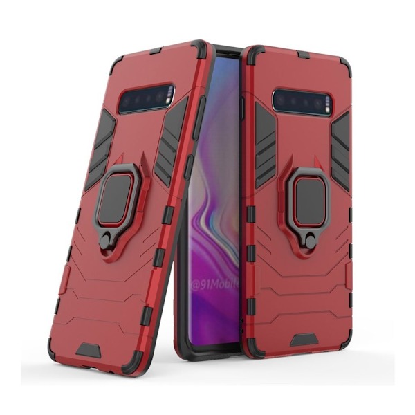 Samsung Galaxy S10 Plus kickstand hybrid etui - Rød Red