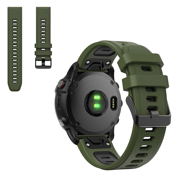Dual color silicoone watch band for Garmin watch - Army Green / Black Grön