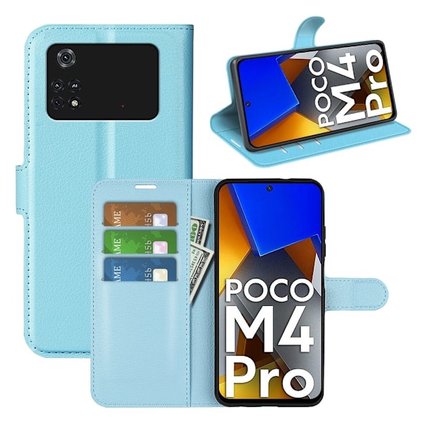 Classic Xiaomi Poco M4 Pro flip kuoret - Sininen Blue