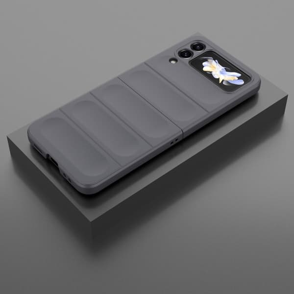 Blødt grebsformet Samsung Galaxy Z Flip4 cover - Mørkegrå Silver grey