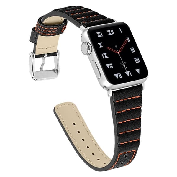 Apple Watch (41mm) urrem i ægte læder med bølgetekstur - Sort Black