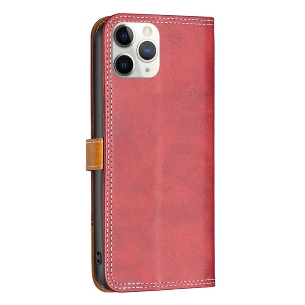 BINFEN to-farvet iPhone 11 Pro læderetui - Rød Red