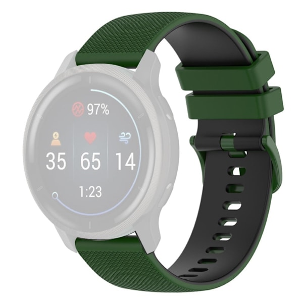 20 mm silikone-urrem til Garmin-ur - Militærgrøn / Sort Green