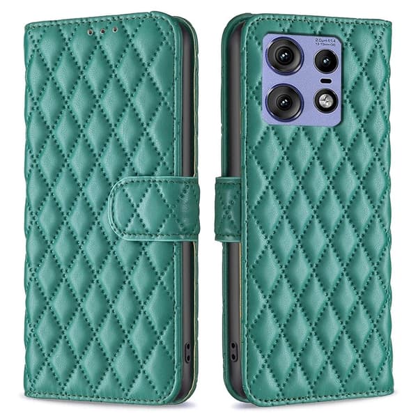 Rombemønster, matt flip-deksel for Motorola Edge 50 Pro - Grønn Green