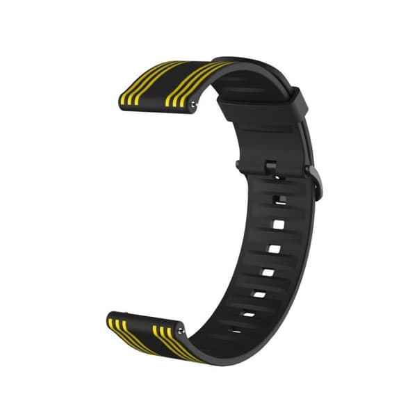 22mm Twill tone urrem til Samsung, Amazfit og Huawei ur - Sort / Gul Black
