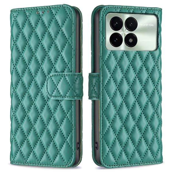 Rombemønster, matt flip-deksel for Xiaomi Redmi K70E - Grønn Green