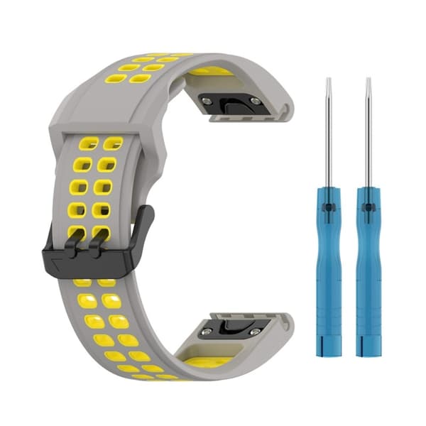 Garmin Enduro 2 / Tactix 7 / Fenix 7 klockarmband i silikon med dubbla färger - Grå / Gul Silvergrå