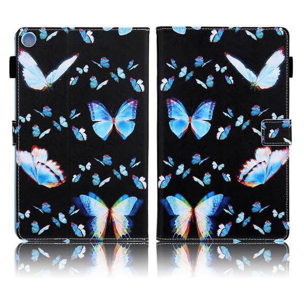 Samsung Galaxy Tab A 10.1 (2019) elegant  læder flip etui - blå sommerfugl Blue