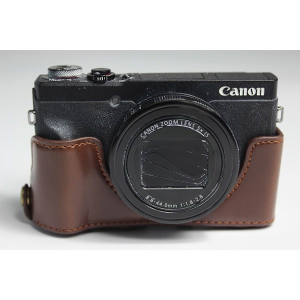 Canon PowerShot G5 X Mark II hållbart läderfodral - Kaffe Brun