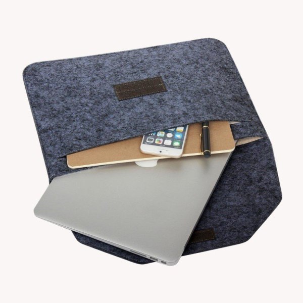 Macbook Air Pro 13.3 tum laptopväska filt kardborre - Svart Silvergrå
