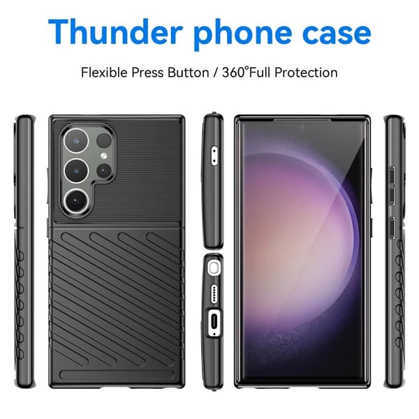 Thunder Samsung Galaxy S24 Ultra kotelot - Musta Black