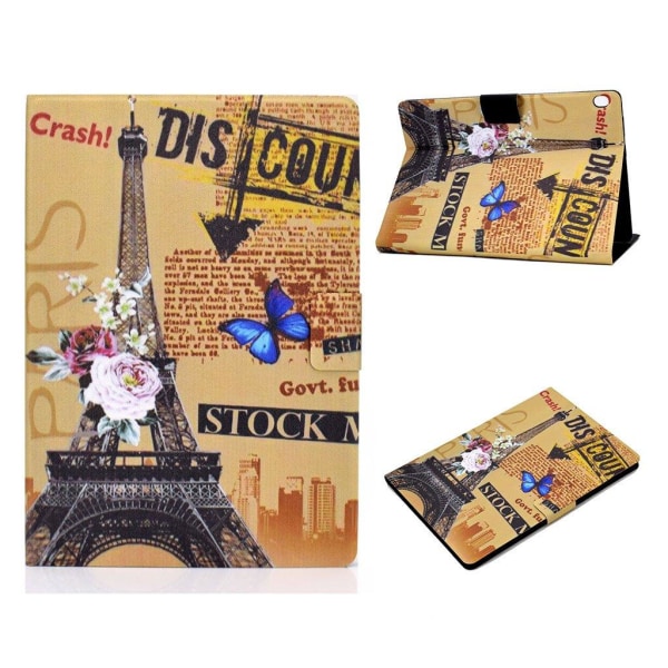 Lenovo Tab M10 pattern printing leather case - Eiffel Tower Multicolor