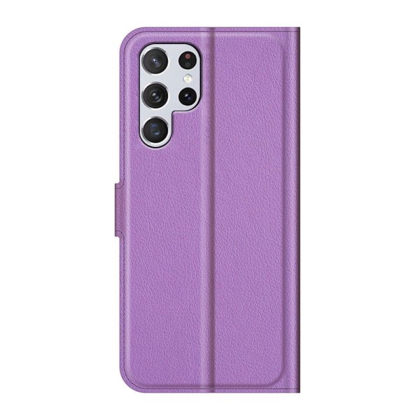 Klassisk Samsung Galaxy S22 Ultra flip etui - Lilla Purple