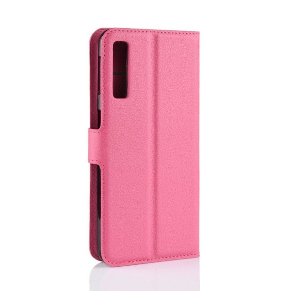 Samsung Galaxy A7 (2018) flipfodral i litchi skin-läder - Ros Rosa