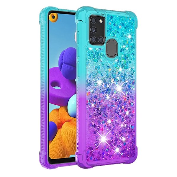 Princess Samsung Galaxy A21s Cover - Cyan / Lilla Purple