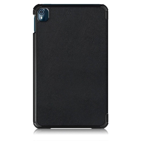 Tri-fold Leather Stand Case for Nokia T10 (2022) - Black Svart
