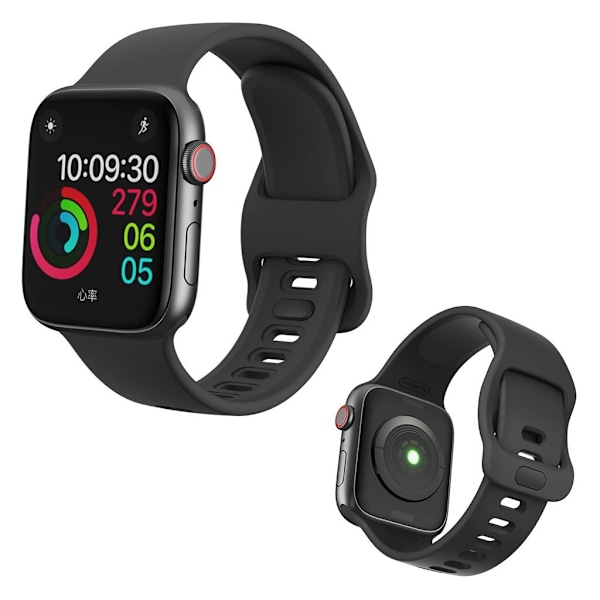 Apple Watch Series 5 44mm enkelt klockarmband i silikon - Svart Svart