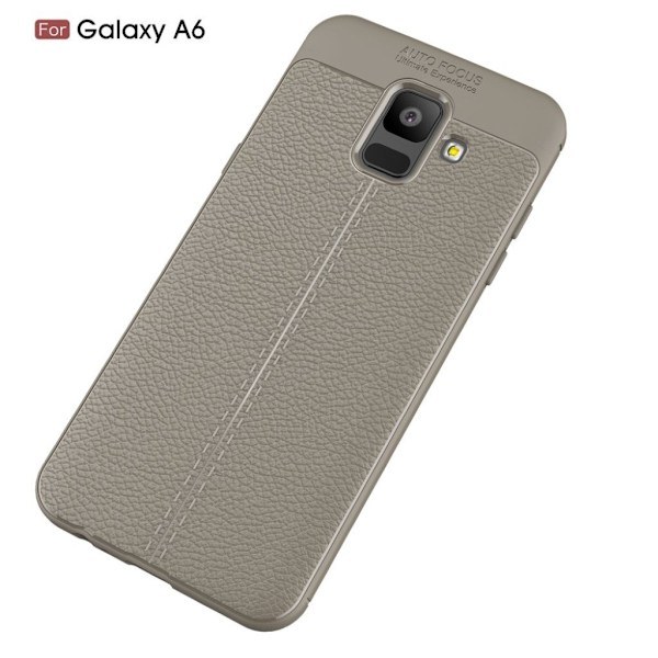 Samsung Galaxy A6 (2018) mobilskal TPU material skyddande mjuk böjbar litchi textur - Grå Silvergrå