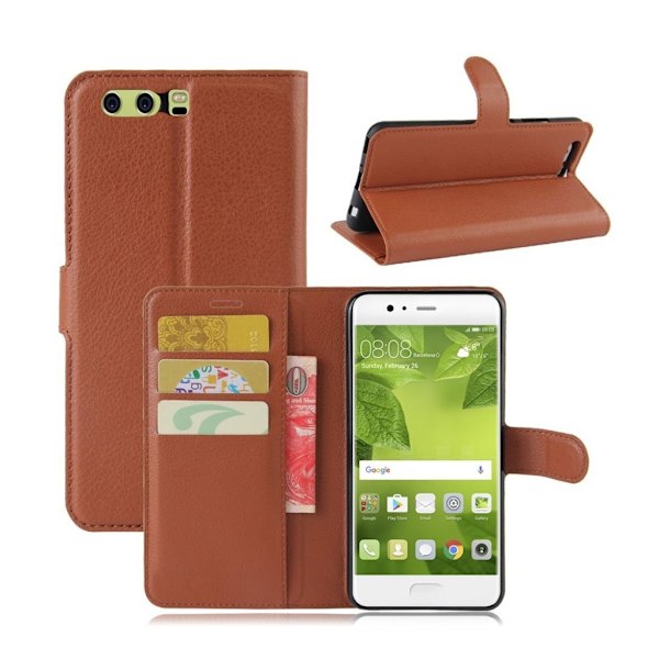 Huawei P10 Plus Smart og holdbart læder etui - Brun Brown