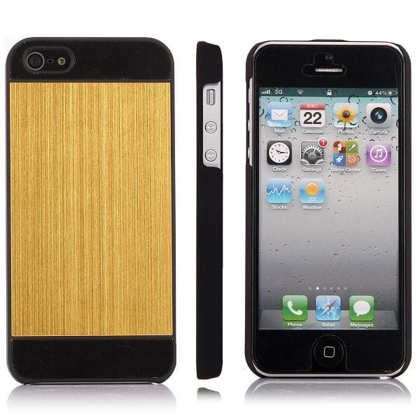 Børstet alu - Sort (Hot Pink) Iphone 5 / 5S Etui - Guld Gold