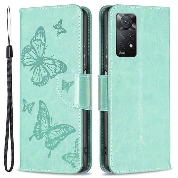 Butterfly Xiaomi Redmi Note 11S 5G / Xiaomi Redmi Note 11 Pro skinnveske - Grønn Green