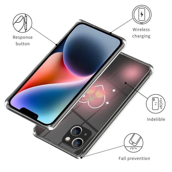 iPhone 14 Plus blødt, fleksibelt mobil cover med mønsterudskrivning - Lyserød Pink