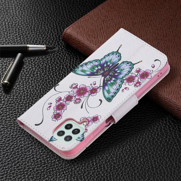 Wonderland Samsung Galaxy A22 4G Flippetui - Sommerfugl og Blomst Multicolor