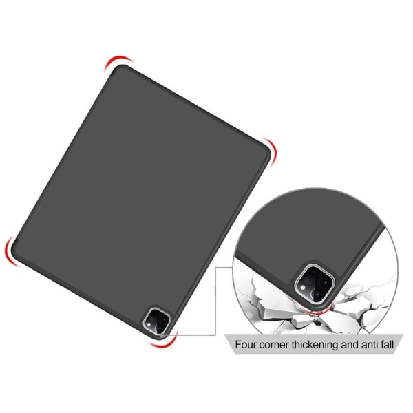 Auto Sleep / Wake Tri-fold Stand Vegansk Læder Tablet Case med P Silver grey