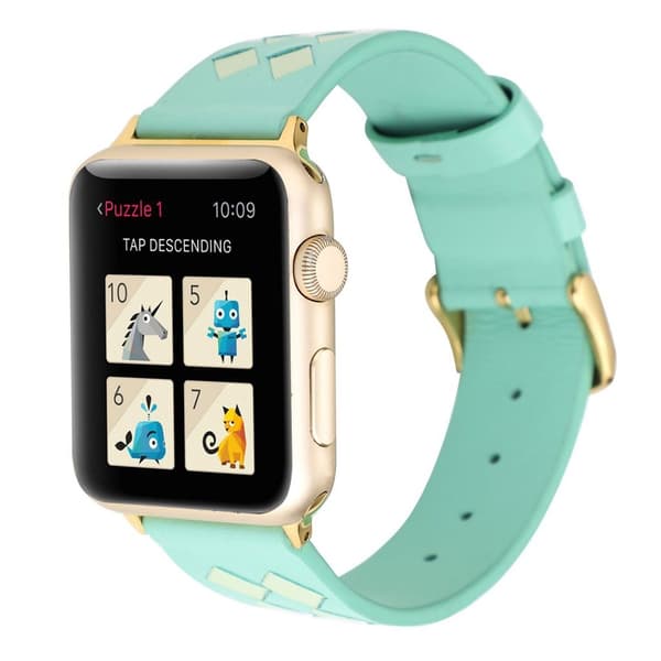 Apple Watch Series 4 44mm vævet ægte læder Urrem - Grøn Green