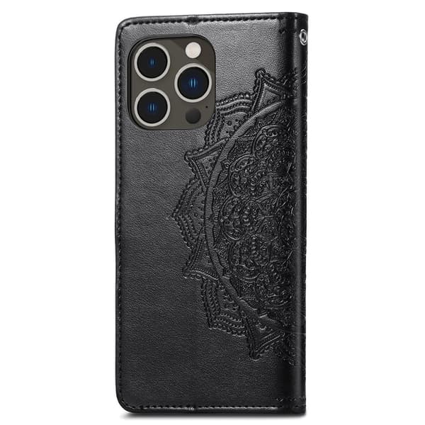 Mandala iPhone 15 Pro Läppäkotelo - Musta Black