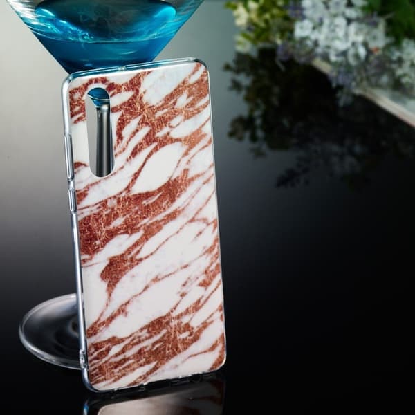 Huawei P30 Etui Med Marmormønster - Design D Brown