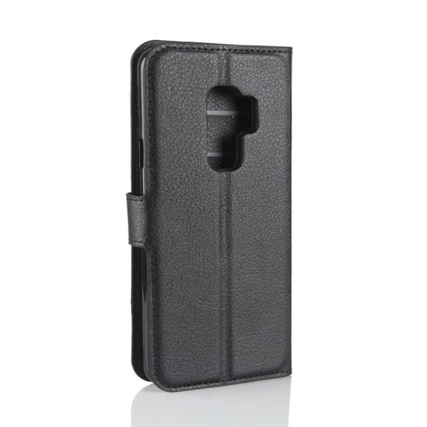 Samsung Galaxy S9 Plus litchi skin PU læder flip etui - Sort Black