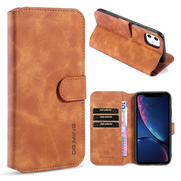 DG.MING iPhone 11 Retro kotelot - Ruskea Brown