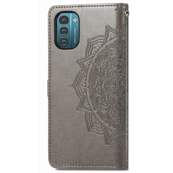 Mandala läder Nokia G11 / Nokia G21 fodral - Silver/Grå Silvergrå