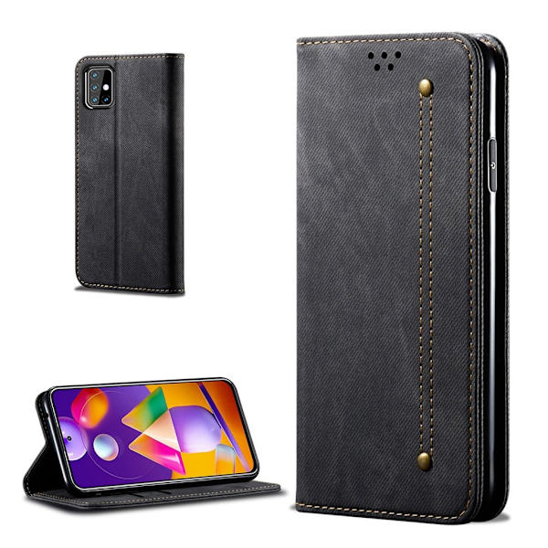 Jeans Samsung Galaxy M31s flip case - Musta Black