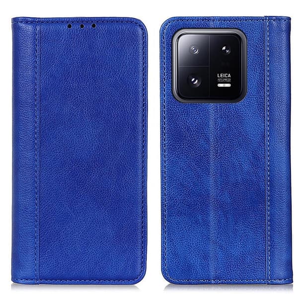 Ekte lærdeksel med magnetisk lukking for Xiaomi 13 Pro - Blå Blue