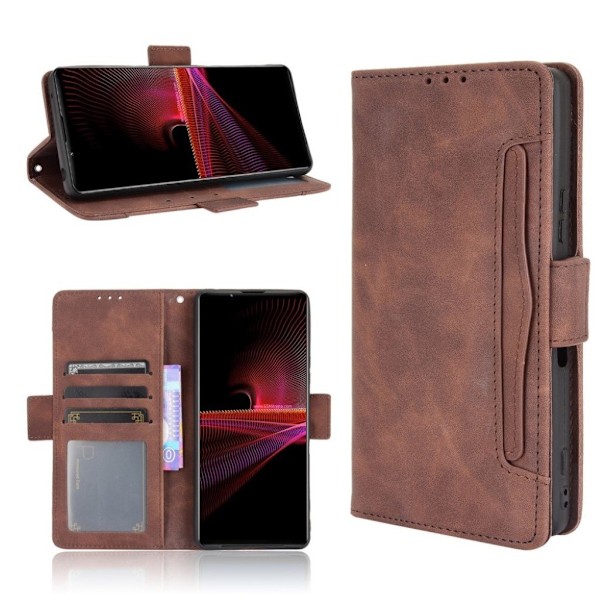 Modern-styled Læder Pung Etui til Sony Xperia 1 Iii - Brun Brown