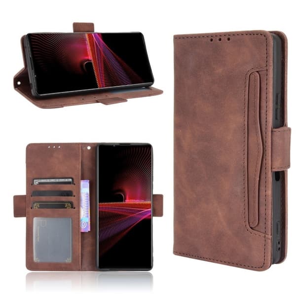 Modern-styled Lær Lommebok Etui til Sony Xperia 1 III - Brun Brown