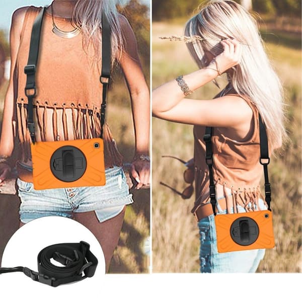 Silikon Combo Etui med Stropp til Samsung Galaxy Tab A7 10.4 (2020) - Oransje Orange