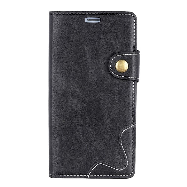 iPhone Xs Max S-formet tekstureret læder flip cover - Sort Black
