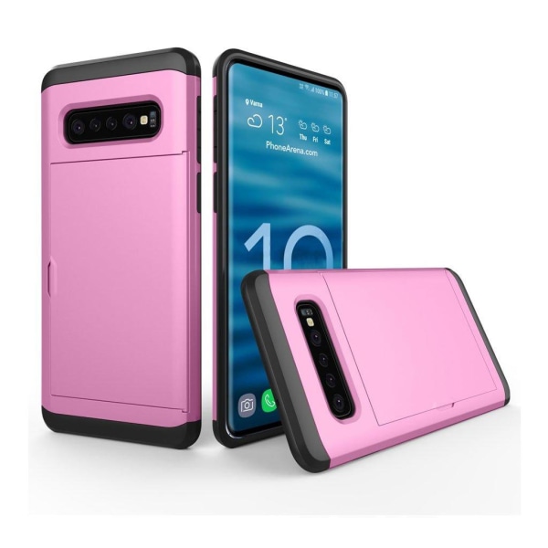 Samsung Galaxy S10 kortholder hybrid etui - Lyserød Pink