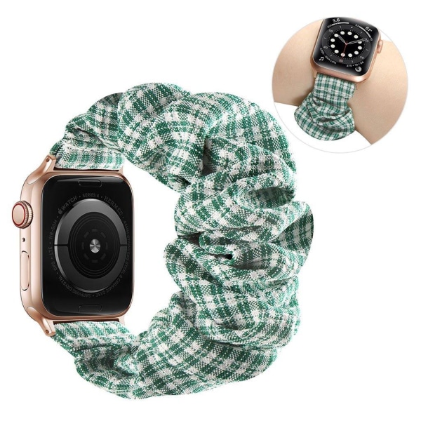 Apple Watch 40mm elastic hairband style watch strap - Green Plai Grön