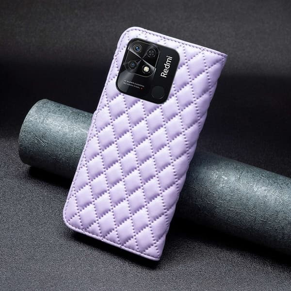 Rombemønster, matt flip-deksel for Xiaomi Redmi 10C - Lilla Purple