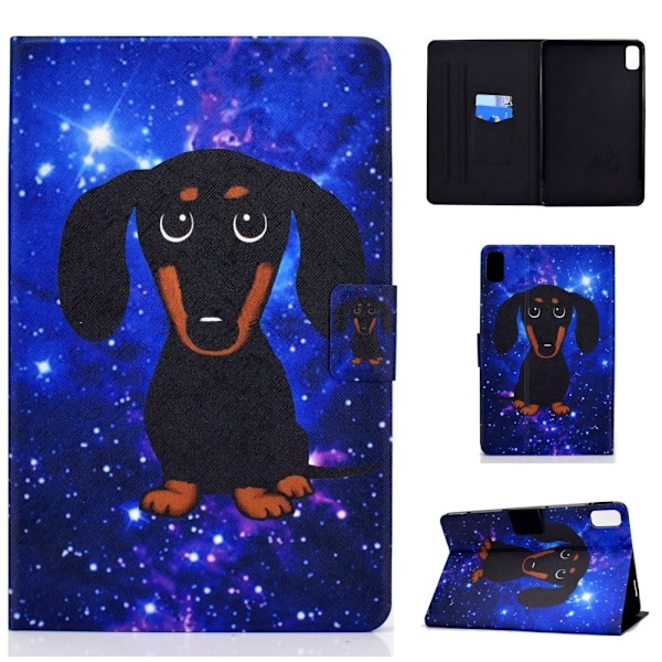 Huawei MatePad 10.4 läderfodral med coolt mönster - Hund Blå