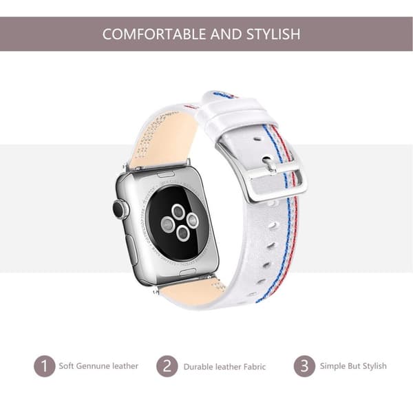 Apple Watch Series 4 40mm ægte læder Urrem - Hvid White